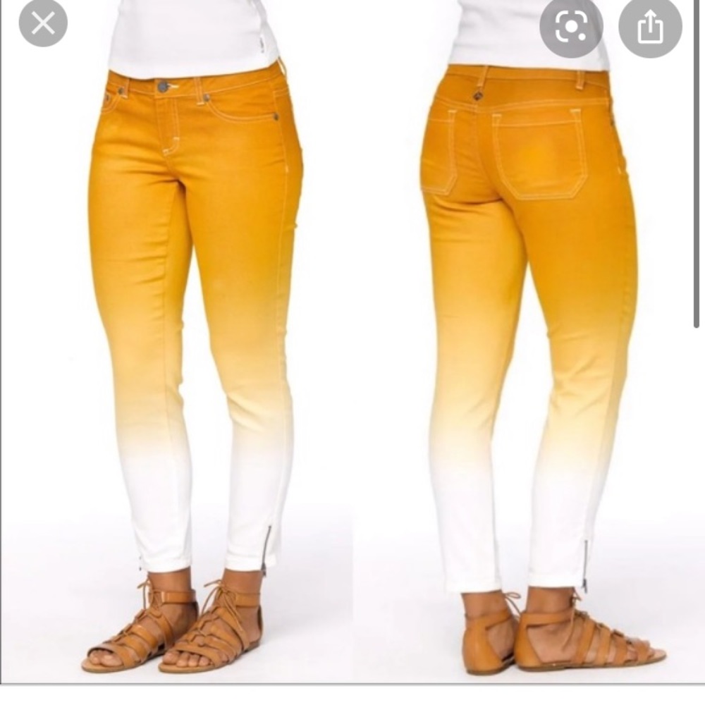 PrAna Jet Capri Yellow Mustard Ombré sz 4/27 Pants